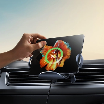  Uchwyt samochodowy na kratkę z ładowarką indukcyjną z potrójną cewką - czarny - zdj. dodatkowe 7