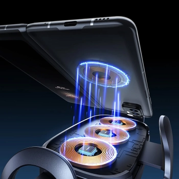  Uchwyt samochodowy na kratkę z ładowarką indukcyjną z potrójną cewką - czarny - zdj. dodatkowe 8