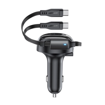  Ładowarka samochodowa B13 53W USB-A + 2 kable rozwijane USB-C - czarna - zdj. dodatkowe 2