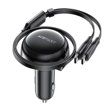  Ładowarka samochodowa B13 53W USB-A + 2 kable rozwijane USB-C - czarna - zdj. dodatkowe 4