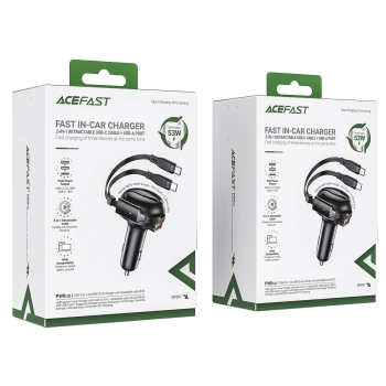  Ładowarka samochodowa B13 53W USB-A + 2 kable rozwijane USB-C - czarna - zdj. dodatkowe 5