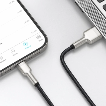  Kabel przewód Cafule Series Metal Data USB-A - iPhone Lightning 2.4A 1m - czarny - zdj. dodatkowe 9