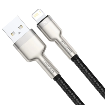  Kabel przewód Cafule Series Metal Data USB-A - iPhone Lightning 2.4A 1m - czarny - zdj. dodatkowe 1