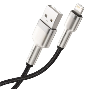  Kabel przewód Cafule Series Metal Data USB-A - iPhone Lightning 2.4A 1m - czarny - zdj. dodatkowe 2