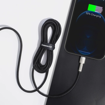  Kabel przewód Cafule Series Metal Data USB-A - iPhone Lightning 2.4A 1m - czarny - zdj. dodatkowe 8