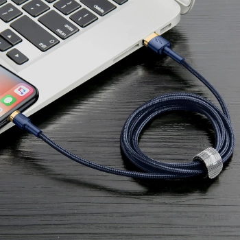 Kabel przewód Cafule USB-A - iPhone Lightning 2.4A QC 3.0 1m - niebiesko-złoty - zdj. dodatkowe 7