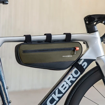  Torba rowerowa na ramę roweru z kieszenią boczną 1.7l - zielono-czarna - zdj. dodatkowe 10