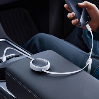  3w1 Kabel uniwersalny zwijany USB-C - Lightning / USB-C / micro USB 100W 1.1m - biały - zdj. dodatkowe 9