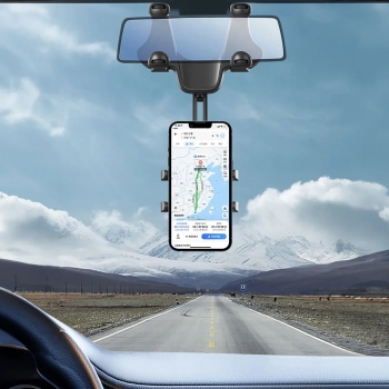  Uchwyt na telefon do samochodu na lusterko wsteczne ramię 18cm - czarny - zdj. dodatkowe 8