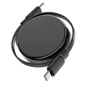  Kabel przewód USB-C - USB-C zwijany z organizerem 60W - czarny - zdj. dodatkowe 3