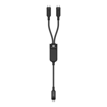 2w1 Kabel przewód podwójny USB-C - 2x USB-C 100W 480Mb/s - czarny