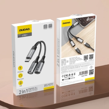  2w1 Adapter przejściówka rozdzielacz USB-C na zasilanie i słuchawki - szary - zdj. dodatkowe 10