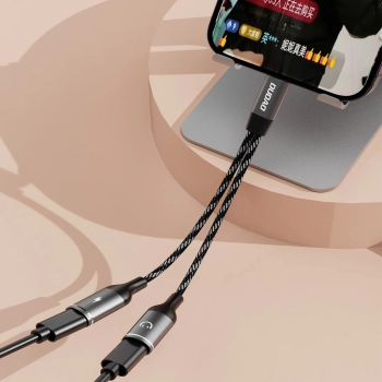  2w1 Adapter przejściówka rozdzielacz USB-C na zasilanie i słuchawki - szary - zdj. dodatkowe 6