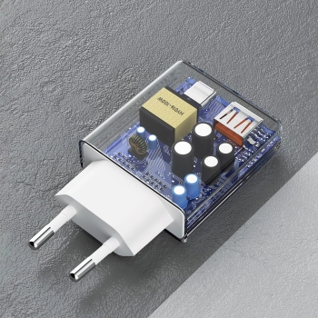  Ładowarka sieciowa GaN A30EUL 30W USB-A USB-C + kabel USB-C - Lightning - biała - zdj. dodatkowe 4