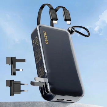  2w1 Ładowarka sieciowa UK US EU + powerbank 10000mAh USB-C USB-A - szara - zdj. dodatkowe 1