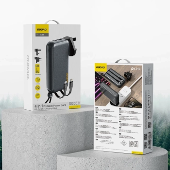  2w1 Ładowarka sieciowa UK US EU + powerbank 10000mAh USB-C USB-A - szara - zdj. dodatkowe 6