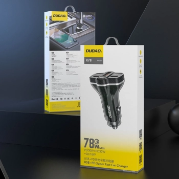  Ładowarka samochodowa R78 78W USB-C PD / 2xUSB-A QC - czarna - zdj. dodatkowe 2