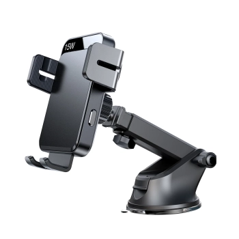  Uchwyt elektryczny z ładowarką indukcyjną 15W na deskę rozdzielczą - czarny - zdj. dodatkowe 5