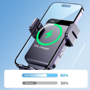  Uchwyt elektryczny z ładowarką indukcyjną 15W na deskę rozdzielczą - czarny - zdj. dodatkowe 8