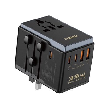 Ładowarka adapter podróżny A35Pro 35W EU / UK / AUS / US / JP 3x USB-C 2x USB-A - czarny