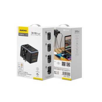  Ładowarka adapter podróżny A35Pro 35W EU / UK / AUS / US / JP 3x USB-C 2x USB-A - czarny - zdj. dodatkowe 2
