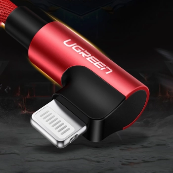  Kabel przewód kątowy iPhone Lightning - USB-A MFi 2.4A 1m - czerwony - zdj. dodatkowe 4