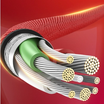  Kabel przewód kątowy iPhone Lightning - USB-A MFi 2.4A 1m - czerwony - zdj. dodatkowe 6