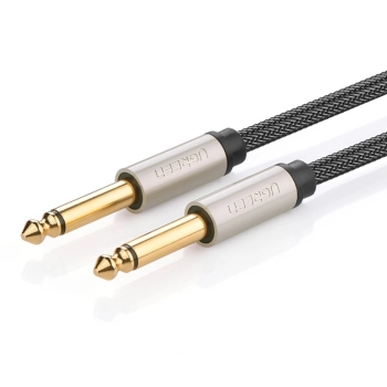 Kabel przewód audio mono TS jack 6.35mm - jack 6.35mm 1m - szary