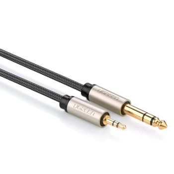 Kabel przewód audio TRS mini jack 3.5mm - jack 6.35mm 5m - szary