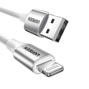  Kabel przewód w oplocie USB-A - iPhone Lightning MFi 2m - srebrny - zdj. dodatkowe 2
