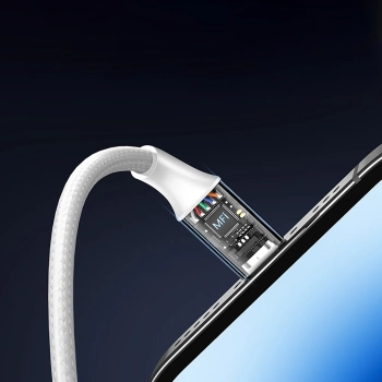  Kabel przewód w oplocie USB-A - iPhone Lightning MFi 2m - srebrny - zdj. dodatkowe 5