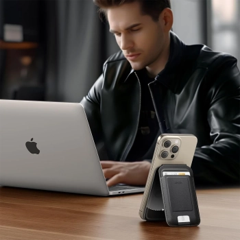  Portfel na karty Magnetic Wallet MagSafe z podstawką - czarny - zdj. dodatkowe 5