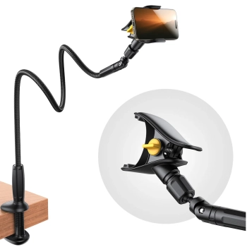  Uchwyt na telefon biurkowy z elastycznym ramieniem typu gęsia szyja - czarna - zdj. dodatkowe 9