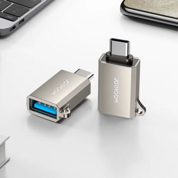  Adapter przejściówka USB-C (męski) - USB-A (żeński) z oczkiem na smycz - srebrny - zdj. dodatkowe 6