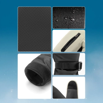  Rękawiczki narciarskie bez palców Full Length rozmiar M wodoodporne - czarne - zdj. dodatkowe 4