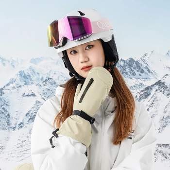  Rękawiczki narciarskie bez palców Full Length rozmiar M wodoodporne - beżowe - zdj. dodatkowe 2