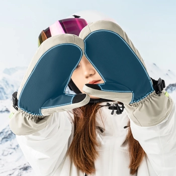  Rękawiczki narciarskie bez palców Full Length rozmiar M wodoodporne - beżowe - zdj. dodatkowe 3