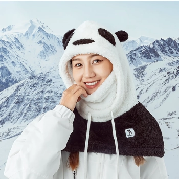  Ciepła kominiarka zimowa z futerka Panda dla dzieci i dorosłych rozmiar M - czarna/biała - zdj. dodatkowe 9