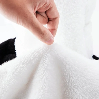  Ciepła kominiarka zimowa z futerka Panda dla dzieci i dorosłych rozmiar M - czarna/biała - zdj. dodatkowe 3