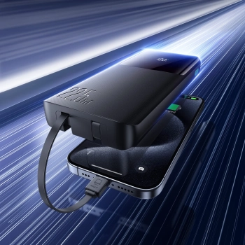  Powerbank 10000mAh z wbudowanymi kablami USB-C iPhone Lightning - czarny - zdj. dodatkowe 7