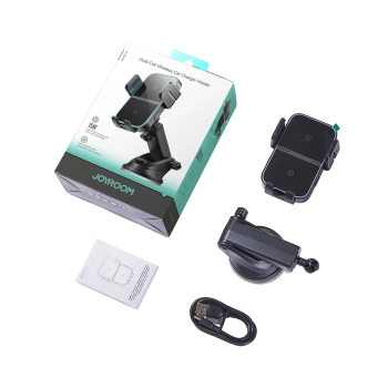  Uchwyt na telefon z ładowarką indukcyjną na deskę rozdzielczą - czarny - zdj. dodatkowe 2