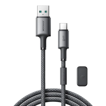 Kabel przewód USB-A - USB-C z organizerem uchwytem magnetycznym 1.2m - szary
