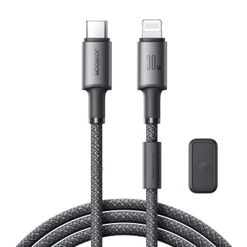 Kabel przewód USB-C - iPhone Lightning z organizerem uchwytem magnetycznym 1.2m - szary
