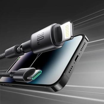  Kabel przewód USB-C - iPhone Lightning z organizerem uchwytem magnetycznym 1.2m - szary - zdj. dodatkowe 7