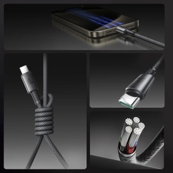  Kabel przewód USB-C - USB-C z organizerem uchwytem magnetycznym 1.2m - szary - zdj. dodatkowe 4