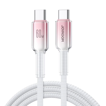 Kabel przewód Crystal-Clear Series 60W USB-C - USB-C 1.2m - biały
