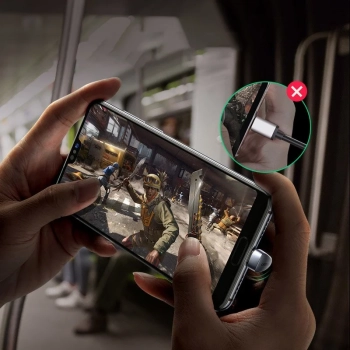  Kątowy kabel przewód dla graczy USB - USB-C Quick Charge AFC FCP 3A 18W - szary - zdj. dodatkowe 1