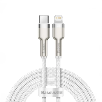 Kabel przewód do iPhone USB-C - Lightning Series Metal Data 20W PD 2m - biały