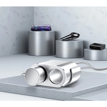  Rozdzielacz samochodowy 2x gniazdo zapalniczki 80W 2x USB-A 3.1A - srebrny - zdj. dodatkowe 7