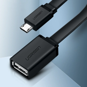  Przejściówka adapter micro USB (męski) - USB-A (żeński) OTG płaski 0.15m - czarny - zdj. dodatkowe 1